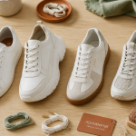 basket blanche femme tendance 2025 alignées sur table