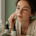 boutons de stress sur le visage femme soins naturels