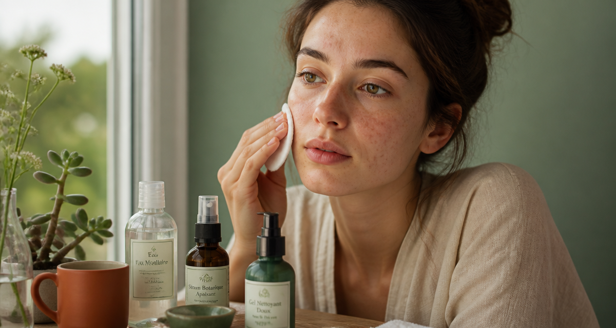 boutons de stress sur le visage femme soins naturels