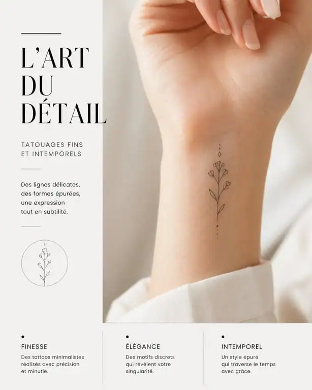 Tatouage poignet femme discret motif floral minimaliste