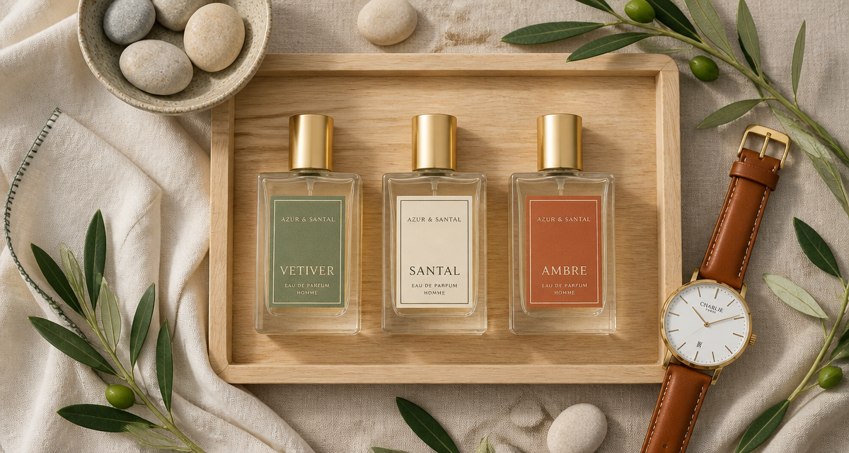 giorgio armani parfum homme flacons sur plateau bois