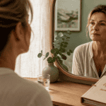 lifting visage avant après femme mature miroir