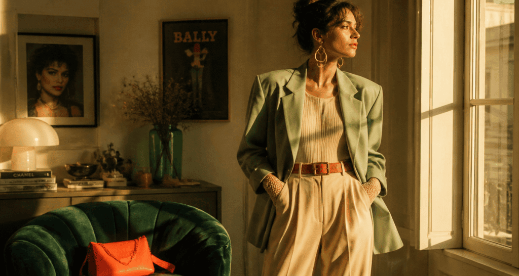 look annee 1980 femme blazer oversize épaulettes