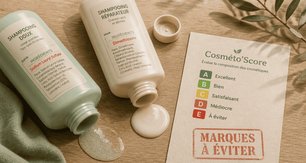 marque de shampoing à éviter avec ingrédients toxiques et fiche Cosméto'Score