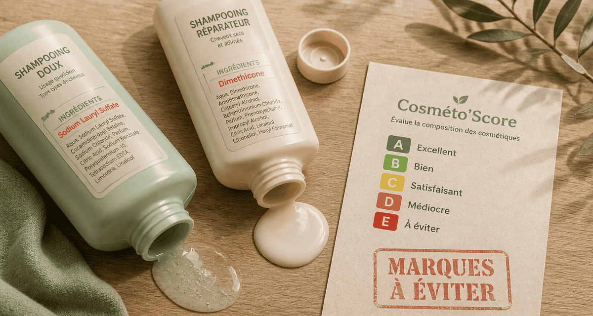 marque de shampoing à éviter avec ingrédients toxiques et fiche Cosméto'Score