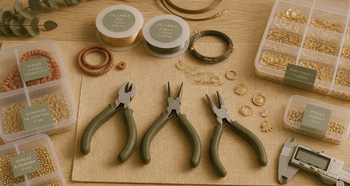 materiel pour creation bijoux sur table