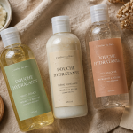 meilleur gel douche hydratant femme flat-lay ingrédients naturels