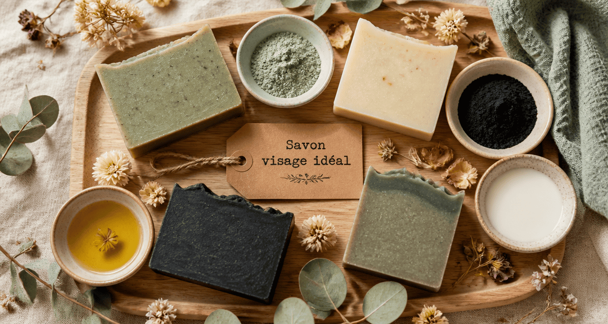 meilleur savon pour visage artisanal sur plateau bois