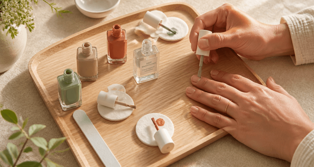 meilleur vernis à ongles flacons teintes douces application