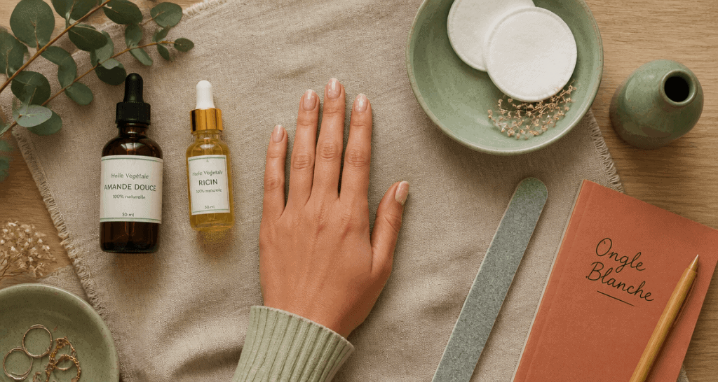Main avec ongle blanche et taches, soins naturels