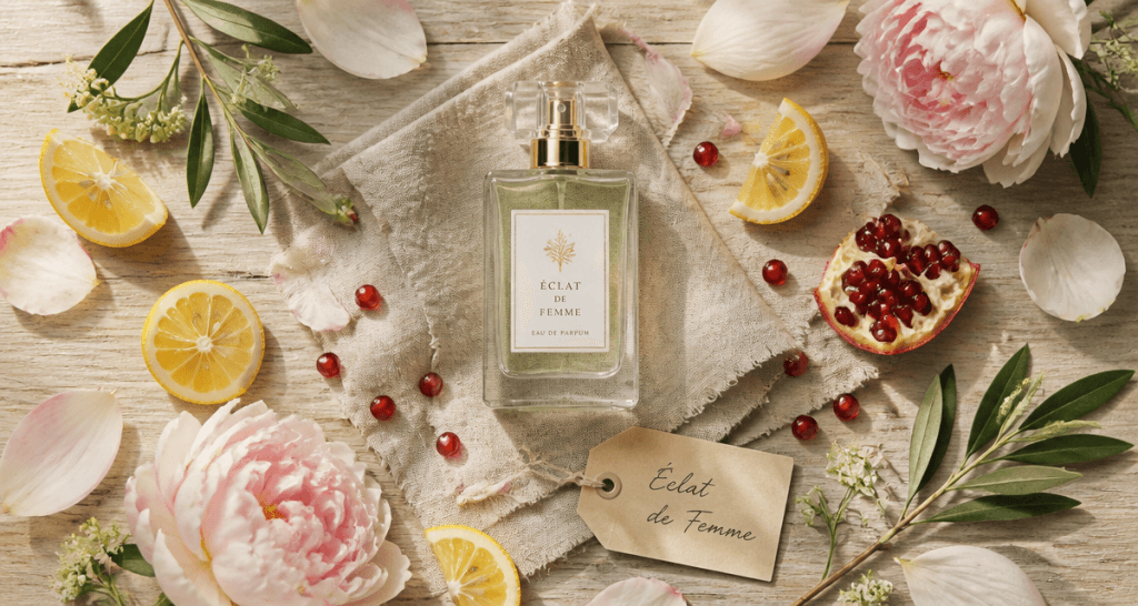 parfum eclat de femme flacon yuzu pivoines lotus