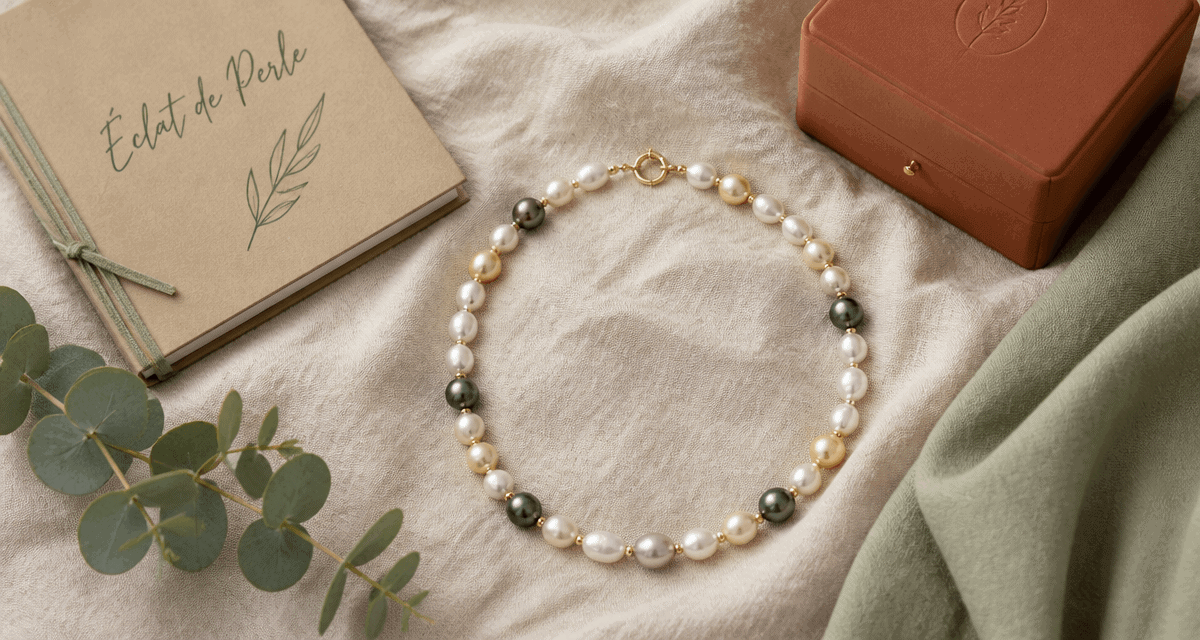 perle en collier sur tissu lin