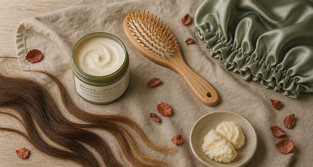 peut on appliquer un masque sur cheveux secs flat-lay capillaire