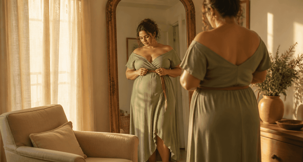 robe pour ronde avec du ventre devant miroir