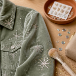 strass et paillettes sur veste et accessoires