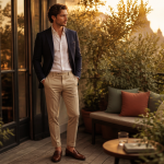 style bcbg homme blazer terrasse paris