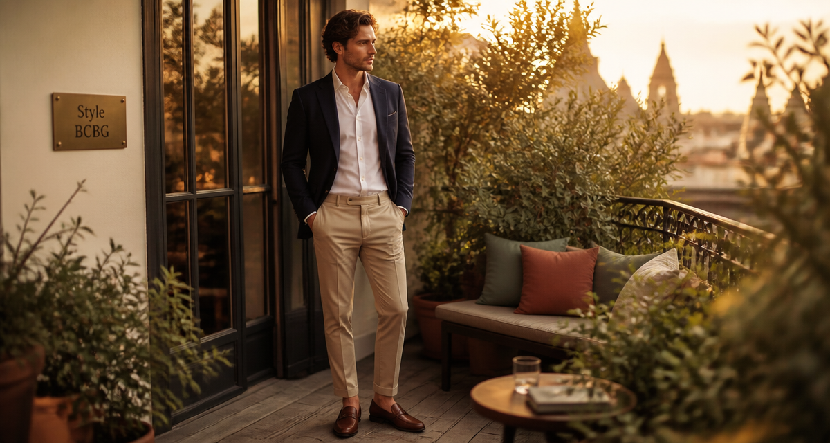 style bcbg homme blazer terrasse paris
