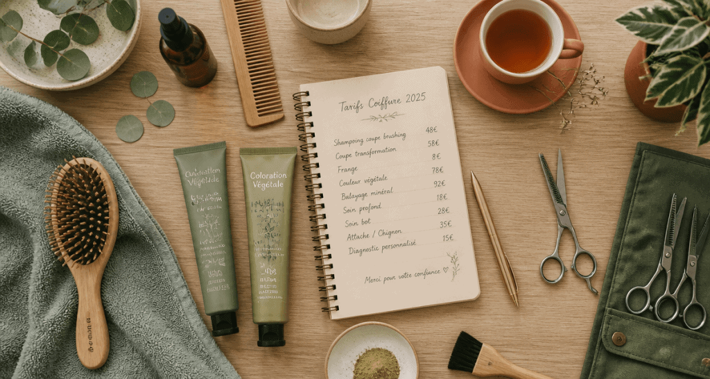 tarif coiffure 2025 outils sur table