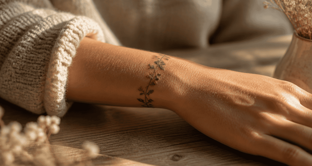 tatouage bracelet poignet femme discret floral minimaliste