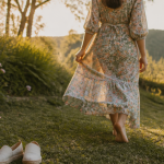 tenue champetre femme robe lin coton jardin