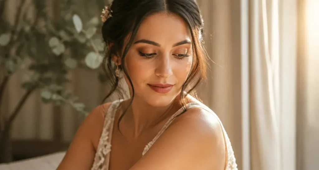 maquillage pour mariée brune lumière naturelle