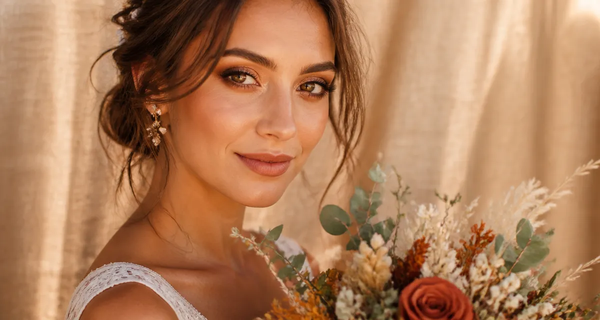 maquillage yeux marron pour mariage doré cuivré