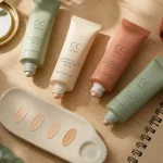 meilleure cc crème pour peau mature tubes textures sur table