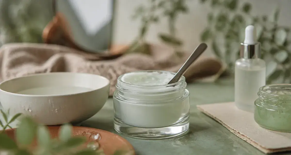 Meilleure crème hydratante visage : pot de crème et spatule, texture visage hydratante