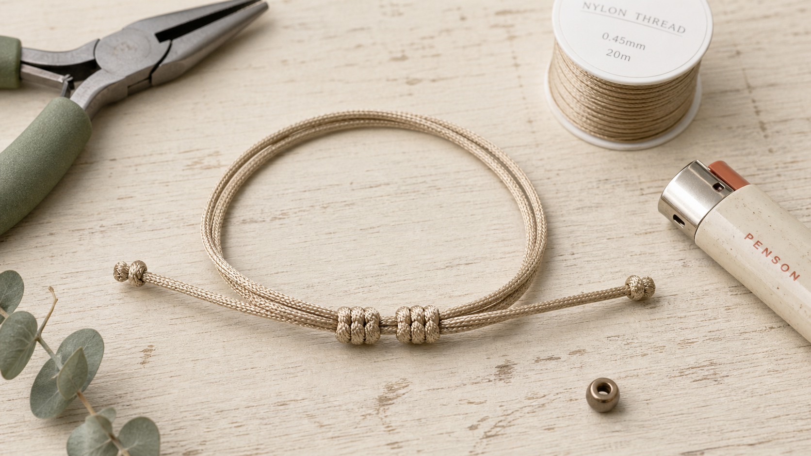 Noeud coulissant bracelet en cordon nylon, finition durable