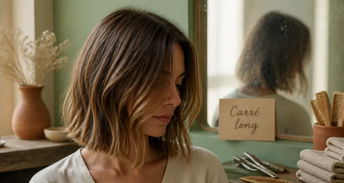Tendance coupe carré femme : frange rideau, lob et micro-bob en salon