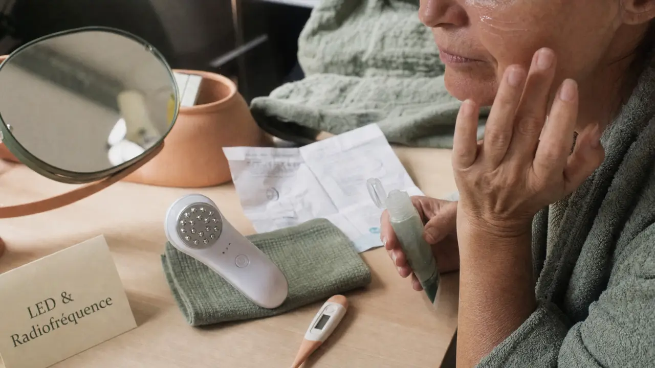 Appareil anti-rides avis dermatologue : LED et radiofréquence sur peau