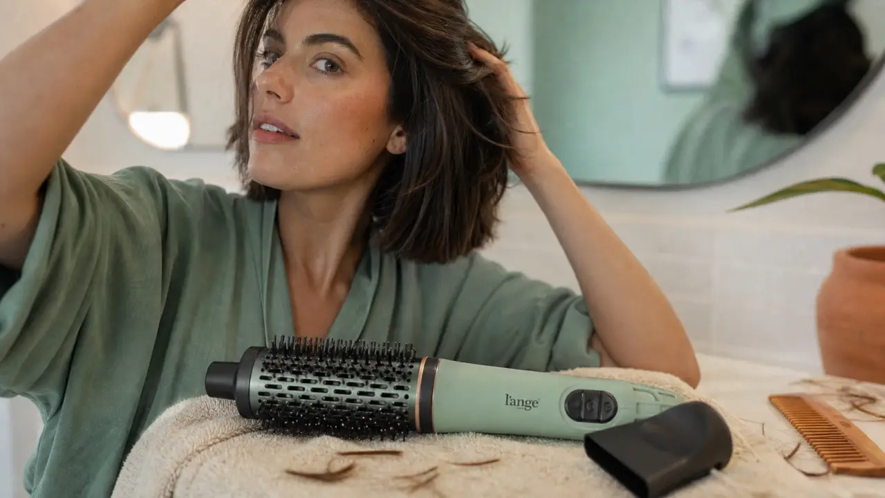 Brosse soufflante cheveux courts, petit diamètre, air froid, embout concentrateur
