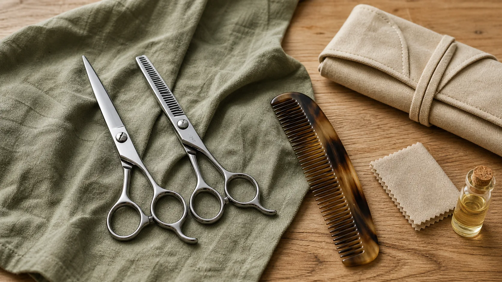 Ciseaux coiffure : acier japonais ou ergonomie sur table en bois