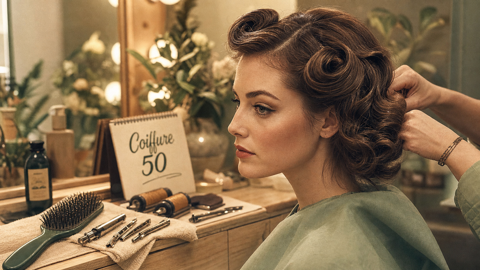 Coiffure année 50 : boucles rétro et victory rolls