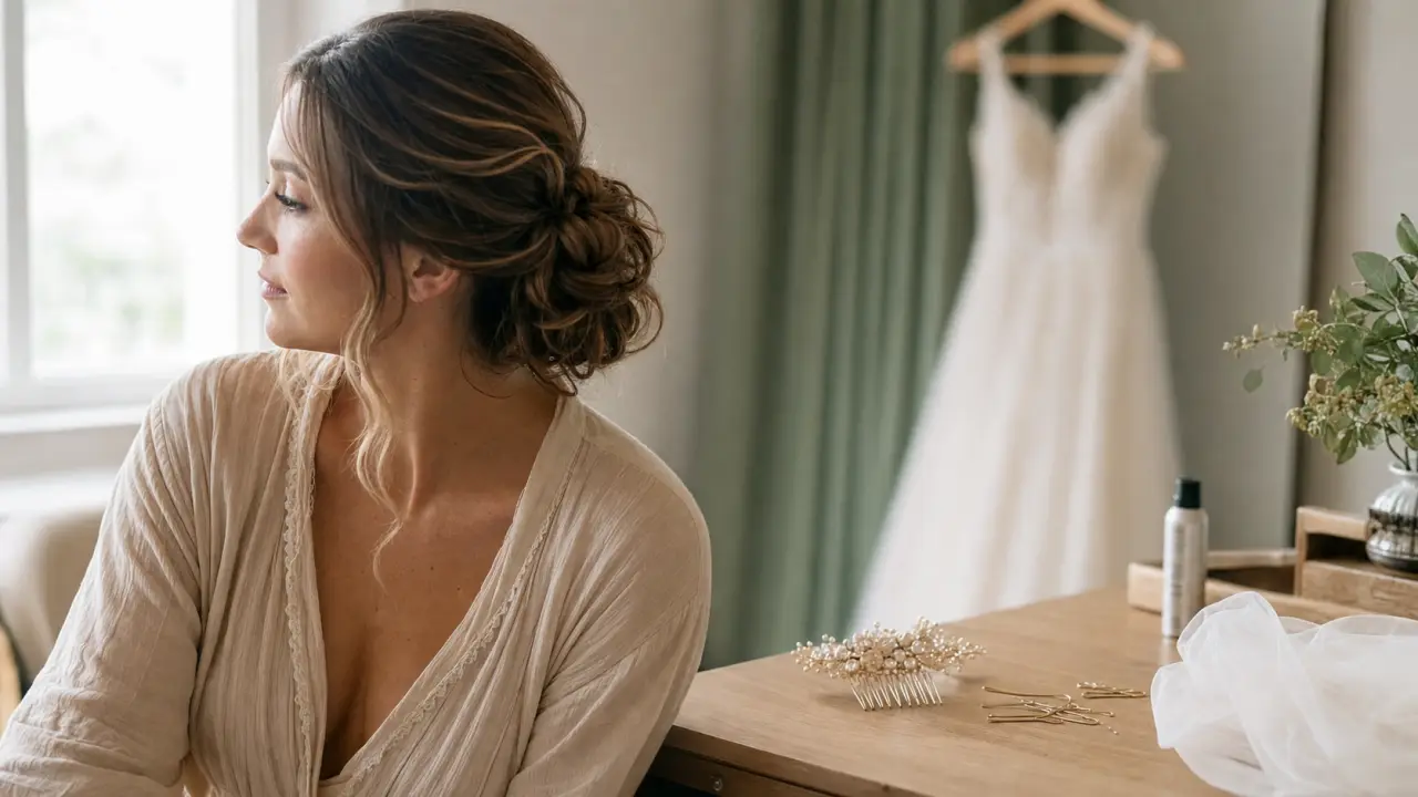 Coiffure mariée cheveux longs : chignon bas flou et tresse bohème