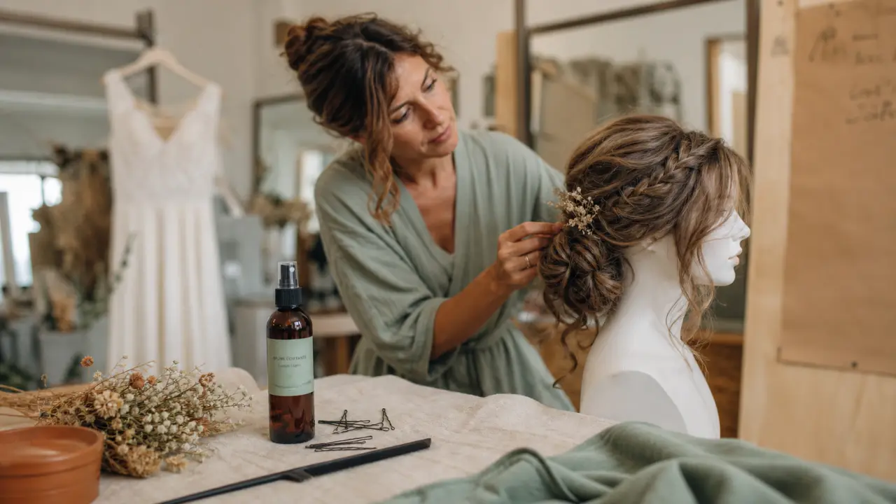 Coiffure mariée cheveux longs : chignon bas flou et tresse bohème
