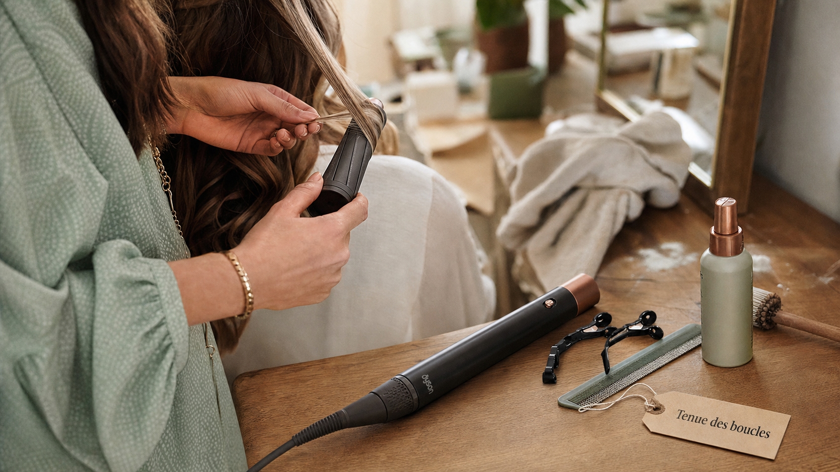 Dyson Airwrap avis négatif : coiffage en salon avec boucles