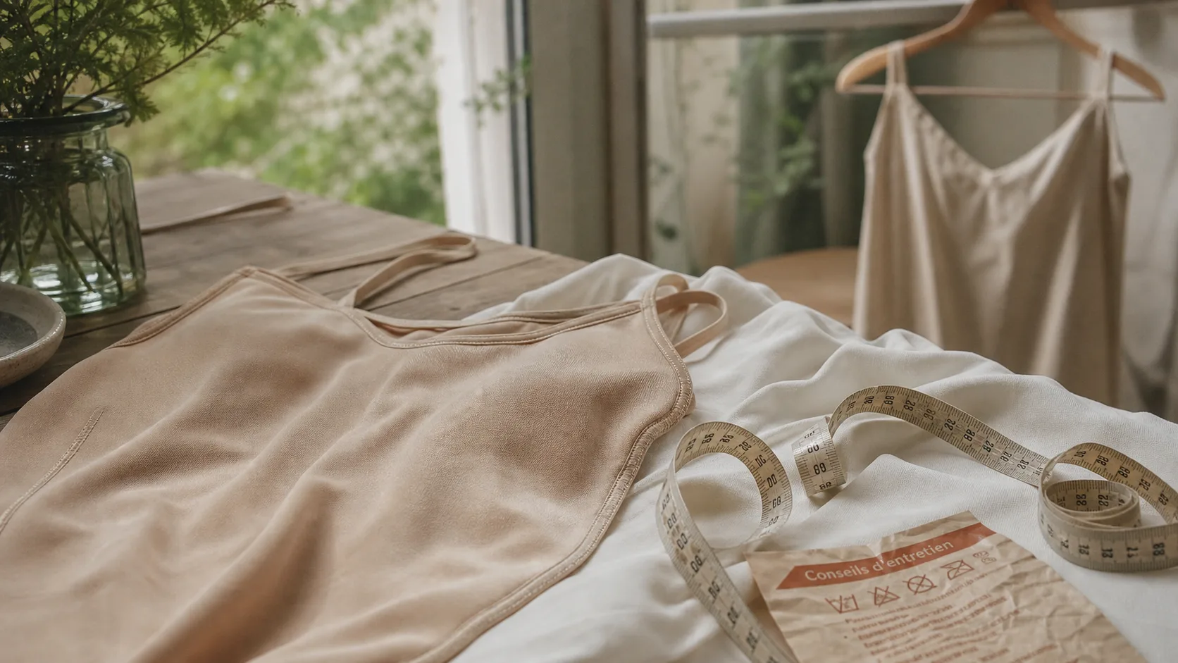 Fond de robe beige microfibre pour éviter la transparence