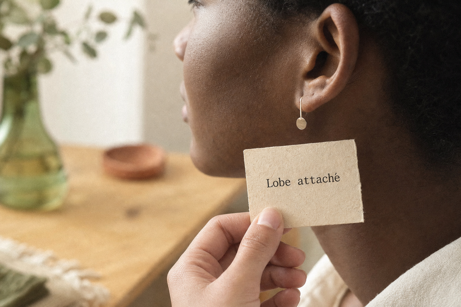 Lobe oreille attaché signification : hérédité et santé, gros plan