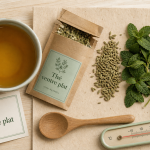 The pour ventre plat : tasse d’infusion ambrée et plantes digestives (fenouil, menthe)