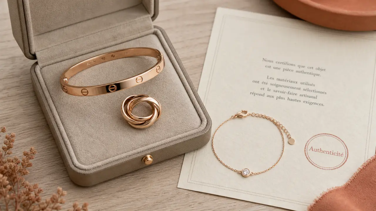 Bijoux Cartier femme : bague Trinity et bracelet Love en or rose