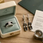 Bijoux chanel femme : bague Chanel or blanc, céramique noire, certificat