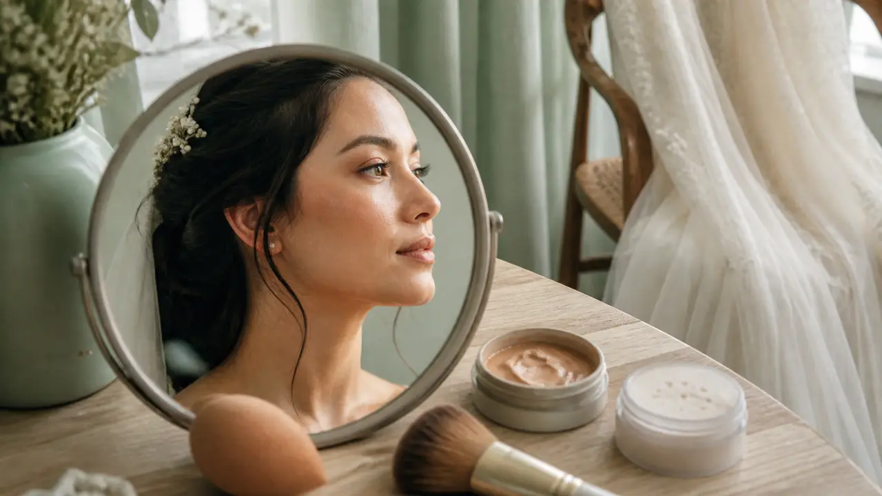 Maquillage mariée naturel : teint seconde peau et glow doux