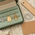 Pendentif femme manège à bijoux : or, argent ou plaqué or, vue à plat