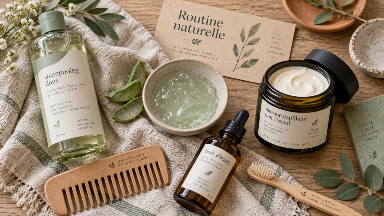 Soins capillaires naturels : aloe vera, shampoing sans sulfates, masque et huile d’argan